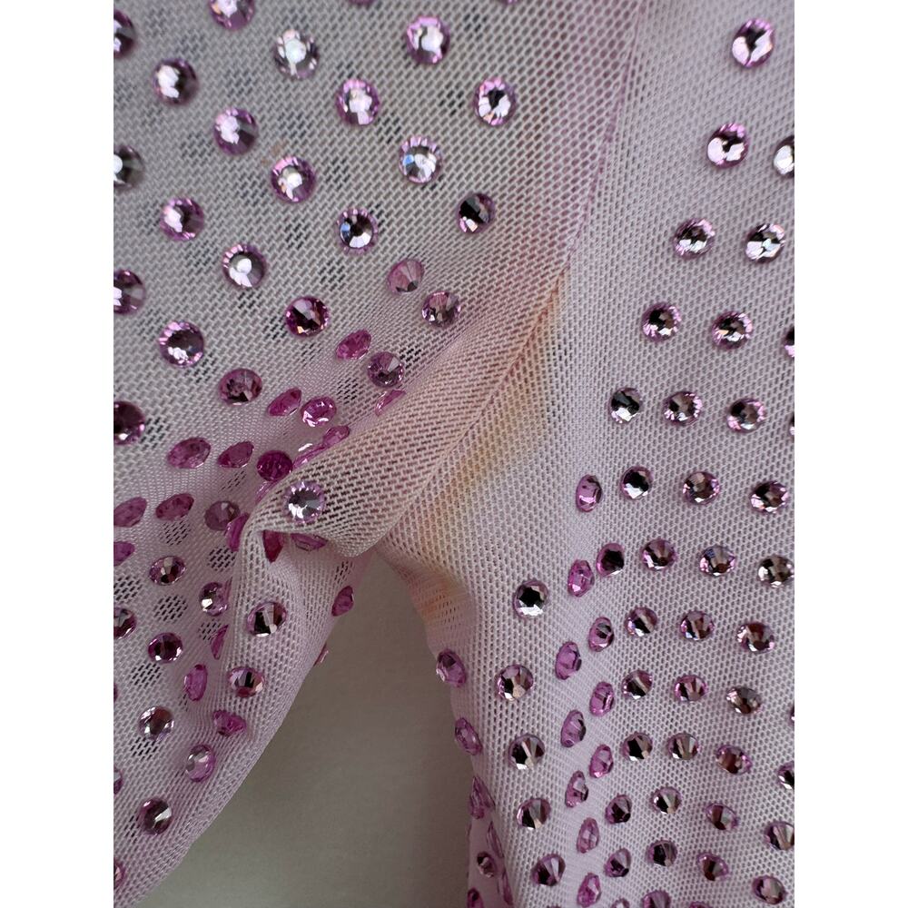 Self Portrait Pink Rhinestone Mini Dress Size 2 - Picture 8 of 13